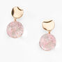 Gold 1&quot; Resin Floral Double Drop Earrings - Pink,
